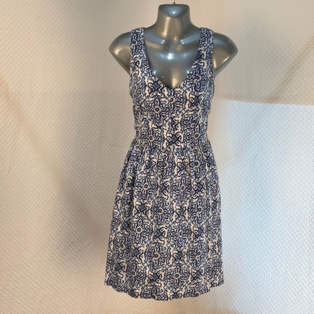 Milly For Design Nation Blue White Fit Flare Sleeveless Dress Womens Size 8